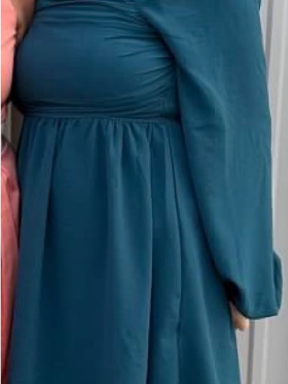 Teal Long Sleeve Empire Waist Dress
